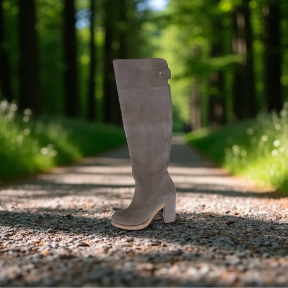 NEIMAN MARCUS | Over the Knee Suede Boots | Dove Grey | Fits Wide Calf | Size 10 - Picture 2 of 11